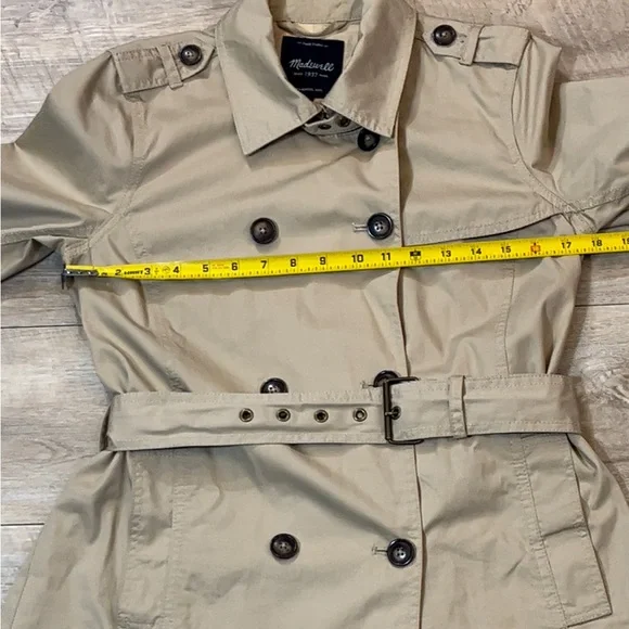 Madewell Women’s Double Breasted Cotton Front Button Trench Jacket Size Small - Picture 4 of 6
